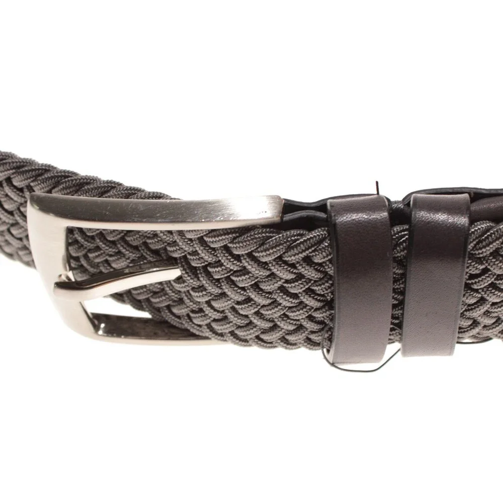 Magnanni NWT Braided Belt Size XL (US 44+) in Gray Knit / Leather Made in Spain